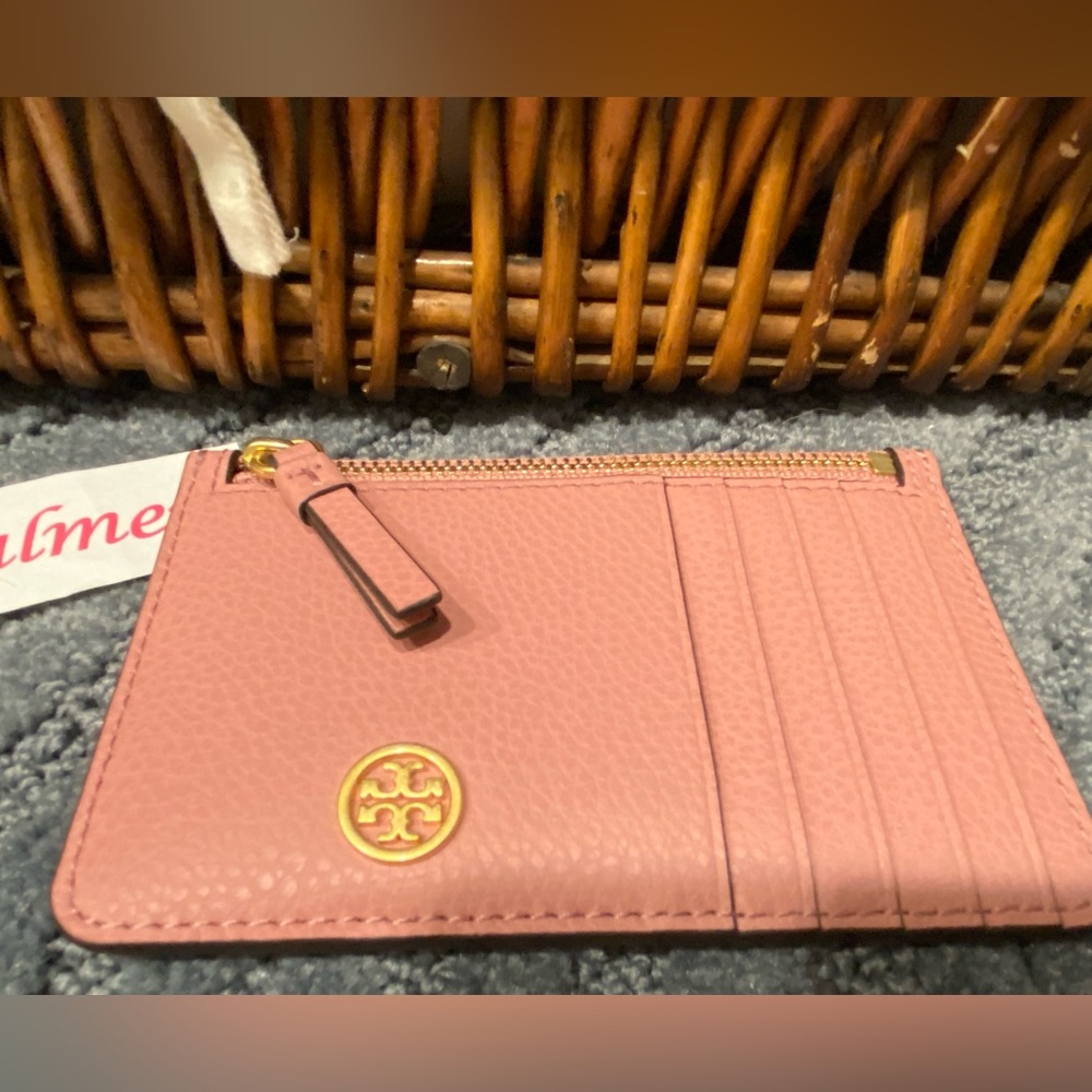 Tory Burch Walker leather zip top card case